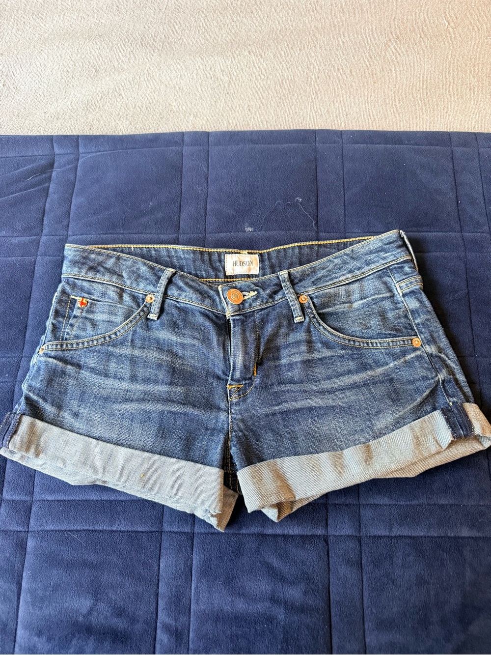 Hudson Jeans Rolled Hem Medium Blue Denim Shorts